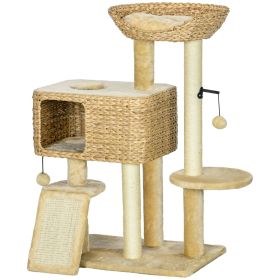 PawHut Cat Tree Tower for Indoor Cats with Scratching Posts Condo Beige